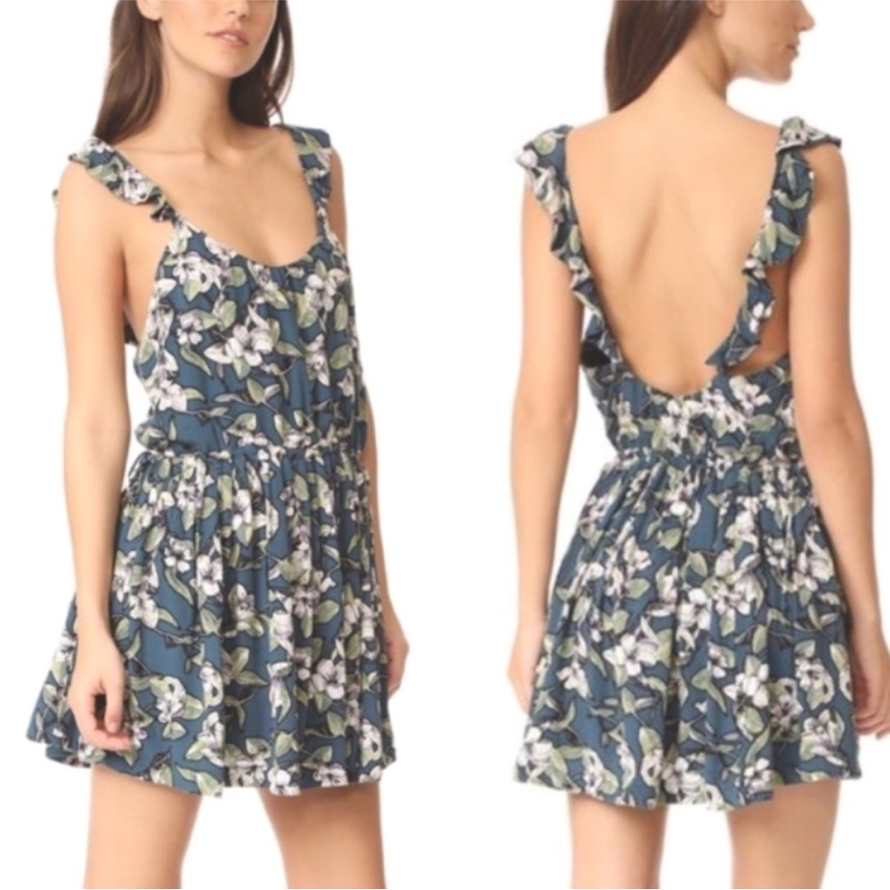 Free People Dear You Floral backless ruffle mini Sleeveless Dress Women’s XS